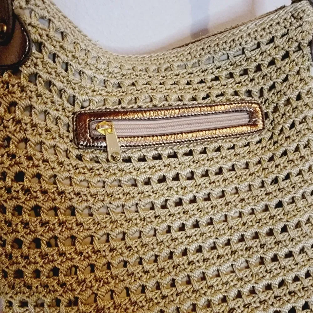 Vintage Y2K Luxd Beige crochet boho kint shoulder bag